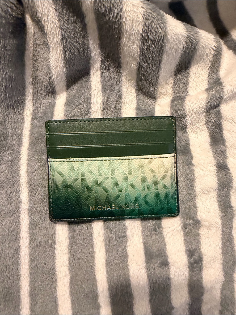 Michael Kors Green Ombre MK Logo Card Holder